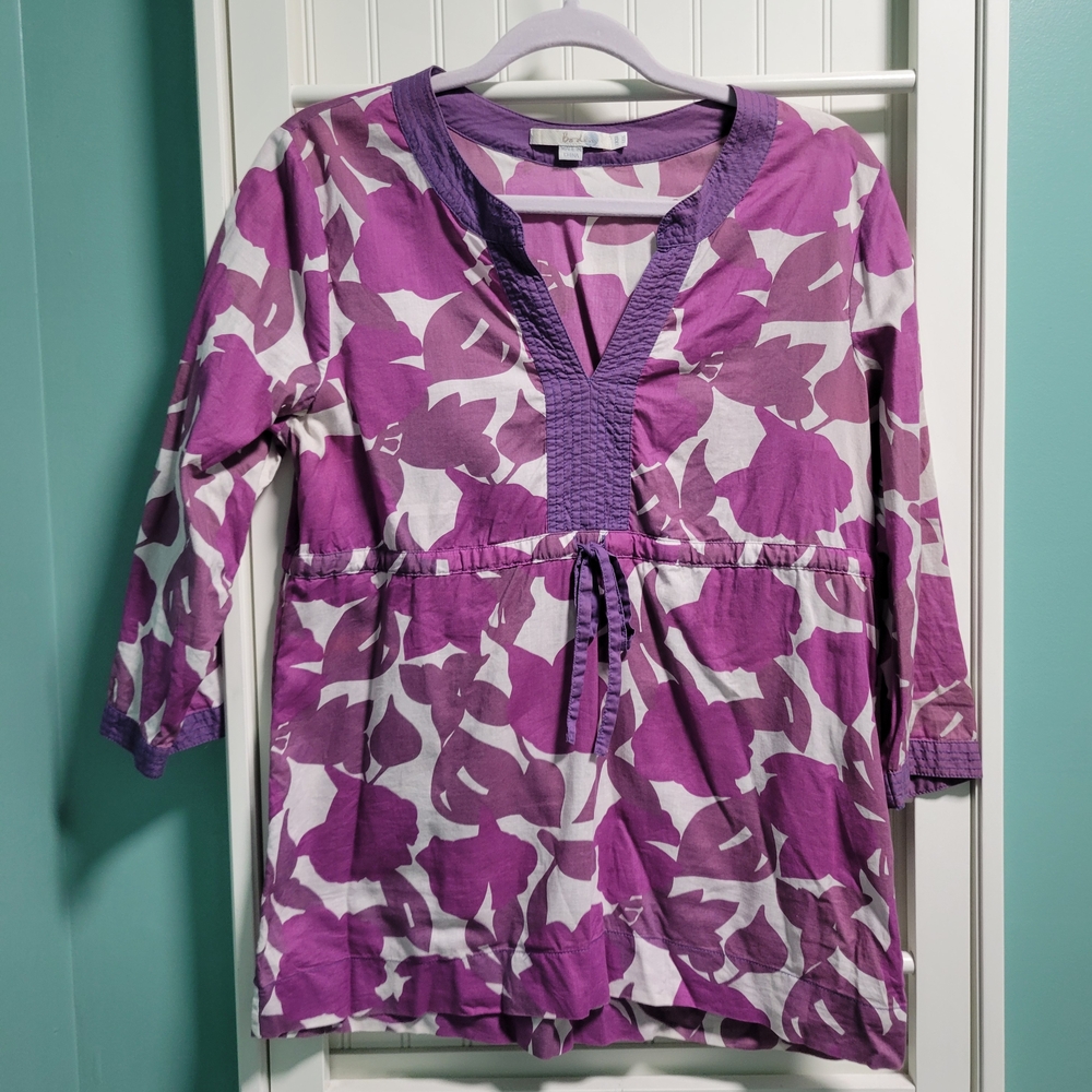 Boden Purple and White 100% Cotton Blouse.  UK Size 10; US Size 6